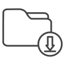 Folder Download Badge Black Outline icon