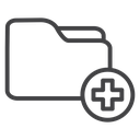 Folder Plus Badge Black Outline icon