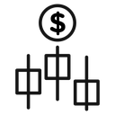 Forex stock market Black Outline icon