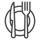 Fork Knife Plate Black Outline icon