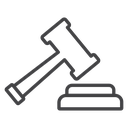 Gavel Strike Block Black Outline icon