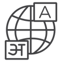 Globe Translation Cards Black Outline icon
