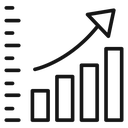 Growth arrow bars Black Outline icon