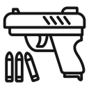 Gun with ammunition icon