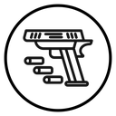 Gun with ammunition icon