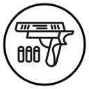Gun with ammunition icon