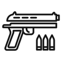 Gun with ammunition icon