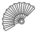 Hand fan Black Outline icon