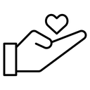 Hand holding heart icon
