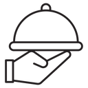 Hand holding tray icon