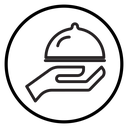 Hand holding tray icon