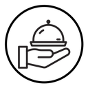 Hand holding tray icon