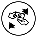 Hand Money Exchange Black Outline icon