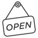 Hanging Open Sign Black Outline icon