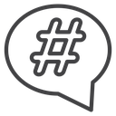 Hashtag Bubble Black Outline icon