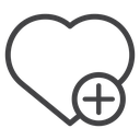 Health Care Heart Plus Black Outline icon