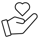 Heart in hand Black Outline icon