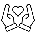 Heart in palms icon