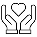 Heart in palms icon