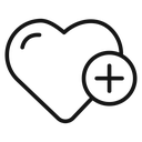 Heart plus Black Outline icon