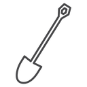 Hex Handle Shovel Black Outline icon