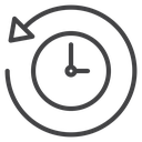 History Clock Loop Black Outline icon