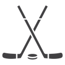 Hockey sticks and puck 3 icon