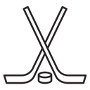 Hockey sticks and puck icon