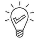 Idea Checkmark Bulb Black Outline icon