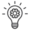 Idea Gear Bulb Black Outline icon