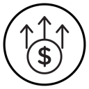 Increase money Black Outline icon