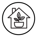 Indoor plant inside house icon