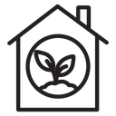 Indoor plant inside house icon