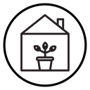 Indoor plant inside house icon