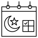 Islamic Calendar Black Outline icon