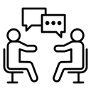 Job Interview Seated Talk Black Outline icon
