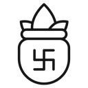 Kalash with coconut Black Outline icon