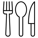 Knife, fork and spoon icon