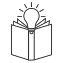 Knowledge Lightbulb Book Black Outline icon