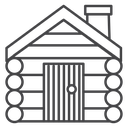 Log Cabin House Black Outline icon