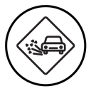 Loose chippings roadworks sign icon