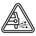 Loose chippings roadworks sign icon