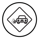 Loose chippings roadworks sign icon