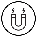 Magnet with power Black Outline icon
