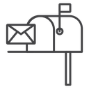 Mailbox Flag Up Black Outline icon