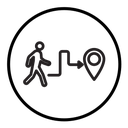 Man going to destination icon