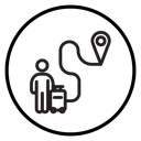 Man going to destination icon