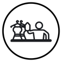 Man iron clothes icon