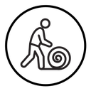 Man rolling carpet mat icon