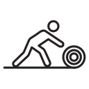 Man rolling carpet mat icon